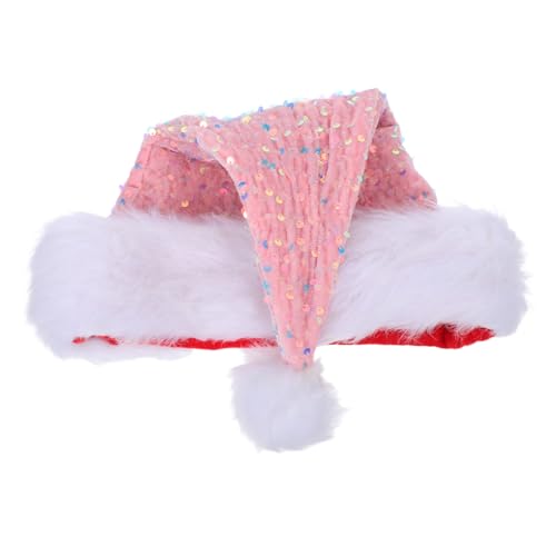 Mobestech Pailletten Weihnachtsmütze Santa Cap aus Polyester Glitzernde Extra Dicke Doppellagige Weihnachtsmütze mit Langem Plüsch Festliche Kopfbedeckung für Damen und Herren für von Mobestech