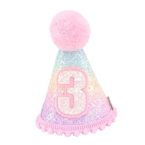 Mobestech Rainbow Glitter Geburtstagsmütze für Lustiger Partyhut für Babygeburtstagsfeiern für Jungen und Mädchen Jahre und Älter von Mobestech
