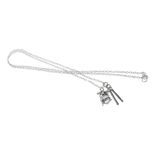 Mobestech Schlagzeug-halskette Musikalischer Anhänger Drum Einzigartiges Halskettendekor Spezielles Trommelkettendekor Vintage Kettenanhänger Schlagzeuger Halskette Legierung Silver von Mobestech