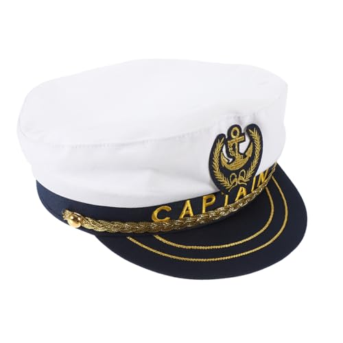 Mobestech Verstellbare Weiße Kapitänsmütze für Erwachsene Atmungsaktive Matrosenhut Cosplay Accessoire Leichtes Party Kostüm für Boots und Yachtveranstaltungen von Mobestech