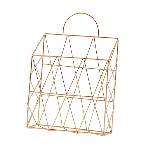 Wandmontierter Zeitschriftenhalter aus Goldene Aufbewahrungskorb für Zeitungen und Dokumente Moderner Organizer für Büro und Zuhause von Mobestech