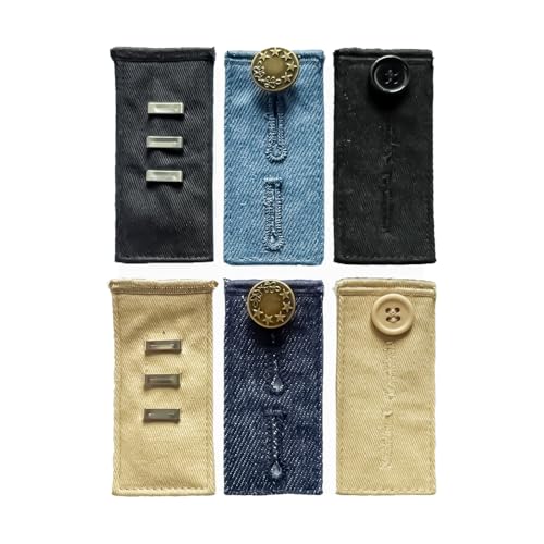 6-teiliges Hosen-Knopf-Verlängerungs-Set - elastische, verstellbare Knopf- und Haken-Bundverlängerung in verschiedenen Ausführungen für Männer und Frauen - kein Nähen erforderlich - von Mobi Lock von Mobi Lock