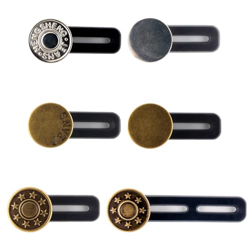 6-teiliges Jeansknopfverlängerungs-Set - Flexible Taillenverlängerungen - Sofortige Erweiterung des Taillenbunds für Männer und Frauen - von Mobi Lock von Mobi Lock