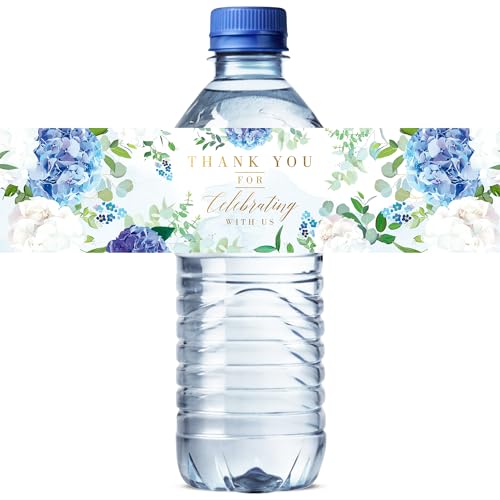 Mobiusea Creation Hochzeits-Wasserflaschen-Etiketten | Blaue Blumen-Goldfolie | 50 Stück Wasserflaschenetiketten für Hochzeit, Brautparty, Geburtstag, Babyparty und Party Mobiusea Creation Hochzeits-Wasserflaschen-Etiketten | Blaue Blumen-Goldfolie | 50 Stück Wasserflaschenetiketten für Hochzeit, Brautparty, Geburtstag, Babyparty und Party von Mobiusea Creation