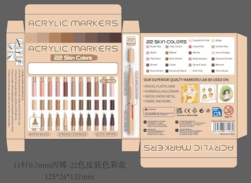 Mockredn Acrylmalstifte 22 Hauttöne sortiert Pro Farbe Serie Marker Set 0,7mm Extra feine Spitze für Rock Painting, Glas, Tassen, Holz, Metall, Leinwand, Projekte, ungiftig, schnell trocknend Mockredn Acrylmalstifte 22 Hauttöne sortiert Pro Farbe Serie Marker Set 0,7mm Extra feine Spitze für Rock Painting, Glas, Tassen, Holz, Metall, Leinwand, Projekte, ungiftig, schnell trocknend von Mockredn