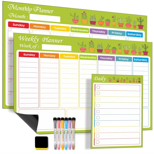 Magnetischer, trocken abwischbarer Kalender, Whiteboard für Kühlschrank, A3, Monats-, Wochen- und A5-Tagesplaner, trocken abwischbar, wiederverwendbar, Kühlschrankplaner mit 6 Markern und Radiergummi Magnetischer, trocken abwischbarer Kalender, Whiteboard für Kühlschrank, A3, Monats-, Wochen- und A5-Tagesplaner, trocken abwischbar, wiederverwendbar, Kühlschrankplaner mit 6 Markern und Radiergummi von Moco Moment