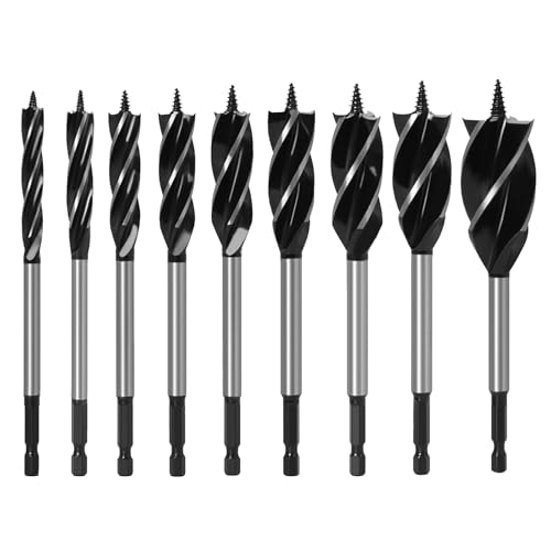 9 Stück Professional Holzbohrer Set, Schlangenbohrer Set Erdbohrer Bohrerset für Holzbearbeitung 1/4 Zoll Sechskantschaft mit 165mm x 10mm 12mm 14mm 16mm 18mm 20mm 22mm 25mm 32mm 9 Stück Professional Holzbohrer Set, Schlangenbohrer Set Erdbohrer Bohrerset für Holzbearbeitung 1/4 Zoll Sechskantschaft mit 165mm x 10mm 12mm 14mm 16mm 18mm 20mm 22mm 25mm 32mm von Mocoli