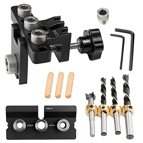 Mocoli 3-in-1 Pocket Hole Jig Kit, 8/10/15mm Bohrschablone für Holzbearbeitung, Taschenloch Jig Kit Werkzeug mit Positionierungsclip, Einstellbare Bohrführung, Puncher Locator, 1 Stück Mocoli 3-in-1 Pocket Hole Jig Kit, 8/10/15mm Bohrschablone für Holzbearbeitung, Taschenloch Jig Kit Werkzeug mit Positionierungsclip, Einstellbare Bohrführung, Puncher Locator, 1 Stück von Mocoli