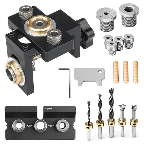 Doweling Jig Kit 3-in-1 Pocket Hole Jig Kit 6/8/10/12/15mm Bohrschablone dübelbohrlehre für die Holzbearbeitung Taschenloch Werkzeug mit Positionierungsclip Einstellbare Bohrführung Puncher Locator Doweling Jig Kit 3-in-1 Pocket Hole Jig Kit 6/8/10/12/15mm Bohrschablone dübelbohrlehre für die Holzbearbeitung Taschenloch Werkzeug mit Positionierungsclip Einstellbare Bohrführung Puncher Locator von Mocoli