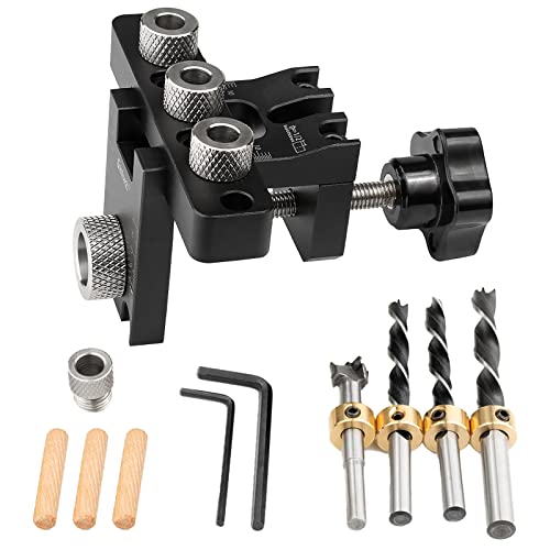 Doweling Jig Kit 3-in-1, Pocket Hole Jig Kit 8/10/15mm Bohrschablone für die Holzbearbeitung Taschenloch, 2023 Neu Jig Kit Werkzeug mit Positionierungsclip Einstellbare Bohrführung Puncher Locator Doweling Jig Kit 3-in-1, Pocket Hole Jig Kit 8/10/15mm Bohrschablone für die Holzbearbeitung Taschenloch, 2023 Neu Jig Kit Werkzeug mit Positionierungsclip Einstellbare Bohrführung Puncher Locator von Mocoli
