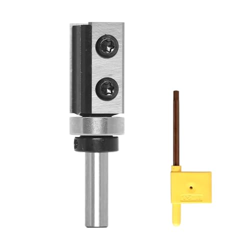 Wendeplatten Bündigfräser 8mm Schaft, Spiral Bündigfräser mit 4 Austauschbare Hartmetallklinge Bündigfräser Oberfräse mit Anlaufring Oben für Kantenbearbeitung, D=19mm NL=30mm Wendeplatten Bündigfräser 8mm Schaft, Spiral Bündigfräser mit 4 Austauschbare Hartmetallklinge Bündigfräser Oberfräse mit Anlaufring Oben für Kantenbearbeitung, D=19mm NL=30mm von Mocoli