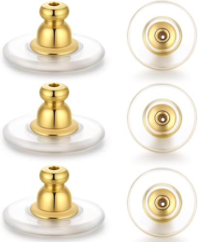 Moconar 12 mm Ohrring-Verschlüsse, transparent, Kugelform, verschließbare Ohrring-Verschlüsse für schwere/hängende Ohren, Ohrringheber für Ohrstecker, goldfarben Moconar 12 mm Ohrring-Verschlüsse, transparent, Kugelform, verschließbare Ohrring-Verschlüsse für schwere/hängende Ohren, Ohrringheber für Ohrstecker, goldfarben von Moconar