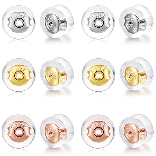 Moconar 18 Karat Gold, sichere Ohrring-Verschlüsse für Ohrstecker, Silikon-Ohrring-Verschlüsse, Ersatz für Ohrstecker/hängende Ohren, keine Irritation, hypoallergene Rückseite für Damen und Herren Moconar 18 Karat Gold, sichere Ohrring-Verschlüsse für Ohrstecker, Silikon-Ohrring-Verschlüsse, Ersatz für Ohrstecker/hängende Ohren, keine Irritation, hypoallergene Rückseite für Damen und Herren von Moconar