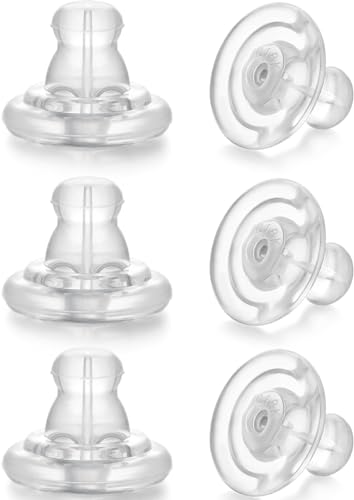 Silberfarbene Ohrring-Verschlüsse für Ohrstecker – sicherer hypoallergener Silikon-Ersatz (6 Stück) von Moconar