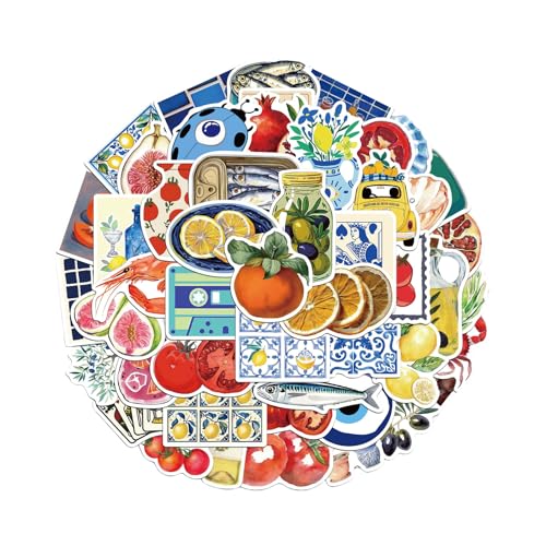50 Blätter Ästhetischer Aufkleber Scrapbooking Aufkleber Stationery Decal Mediterranean Tomate Für Telefonlaptop von Mocoocouture