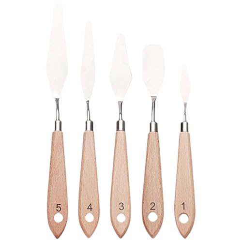 5pcs Spatel Palettes Werkzeugset Holzgriff Paletten Werkzeug Edelstahl Mischschaber Für Künstlerölmalerei 5pcs Spatel Palettes Werkzeugset Holzgriff Paletten Werkzeug Edelstahl Mischschaber Für Künstlerölmalerei von Mocoocouture