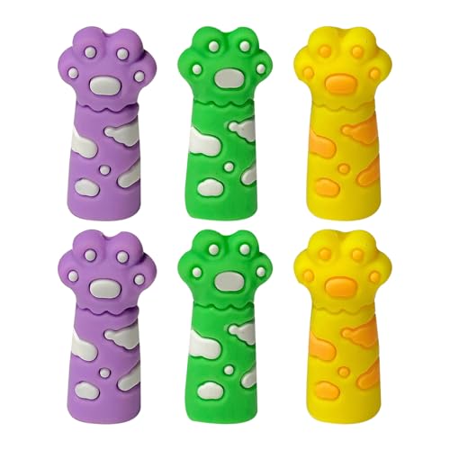 6pcs Entzückende Katzen Pfoten Bleistiftkappen Silikonspitze Cover Für Schule Und Büroversorgungen Schöne Katzenklauenkappen Extender Silikon von Mocoocouture