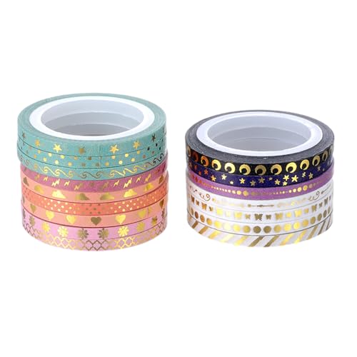 Mocoocouture 16 Roll Dekoratives Band Glitzernder Papierband Crafting Tape Washis Tape Klebeband Journal Scrapbooking Supplies von Mocoocouture