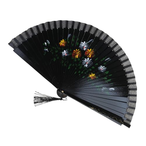 Mocoocouture Spanische Stile Doppelgesichtstanz Fan Seidenstoff Mit Blumenmuster Fan Für Bühne Und Feiern Spanisch Dancing Fan von Mocoocouture