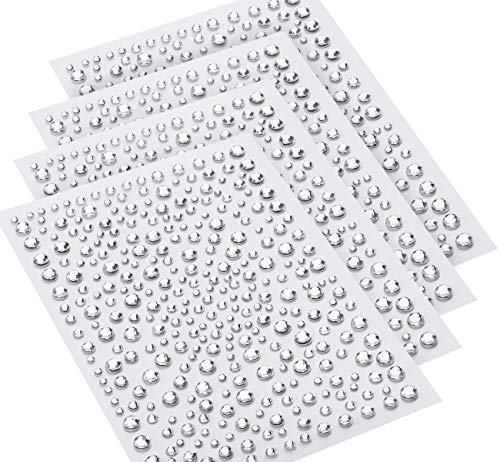 Glitzersteine Selbstklebend,1300 Stück Strasssteine Für Gesicht/Nägel/Haare/Make-Up/Kinder Handwerke,Fotorahmen,Grußkarten-3/4/5/6mm Schmucksteine zum Aufkleben Halloween/Weihnachts Dekoration von Mocraft