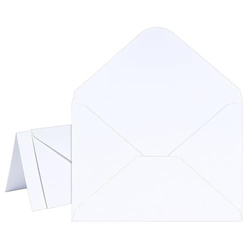 Mocraft 60 Weiß Briefumschläge mit Blanko Karten,Klappkarten Blanko mit Umschläge Ohne Fenster Kraftpapier Kuvert Für Hochzeiten, Dankeskarten, Weihnachtskarten Einladungskarten von Mocraft