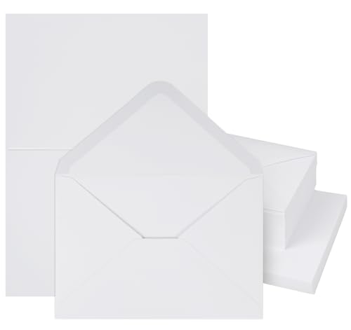 Mocraft C6 Briefumschläge Blanko Falt-Karten Set, Klappkarten Blanko mit Umschlag, DIN A6 Klapp-Karten zum Gestalten für Hochzeit Geschenk Grußkarten Einladung (Weiß, C6) von Mocraft