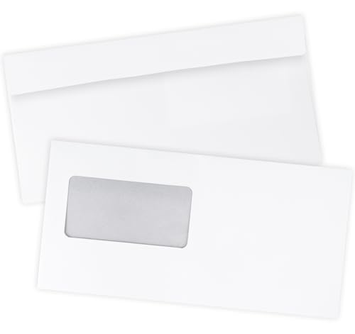 Mocraft DL Briefumschläge, haftklebend, 110 x 220 mm, Weiß, 100 g/m², Fensterumschläge für Zuhause, Büro und Geschäftspost von Mocraft