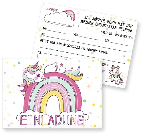 Mocraft Einladungskarten Kindergeburtstag Mädchen,Einladungskarten Kindergeburtstag Einhorn von Mocraft