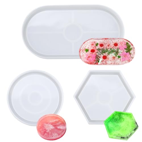 Mocrop 3 Stück Silikonformen Giessformen Tablett Untersetzer Epoxidharz Formen DIY Obstschalen, Untersetzer, Aschenbecher, Kunsthandwerk Dekoration Sechseckig Rund Oval Mocrop 3 Stück Silikonformen Giessformen Tablett Untersetzer Epoxidharz Formen DIY Obstschalen, Untersetzer, Aschenbecher, Kunsthandwerk Dekoration Sechseckig Rund Oval von Mocrop