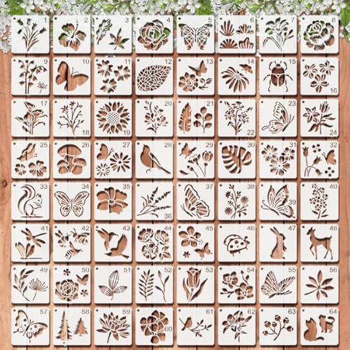 Mocrop 64 Stücke Tiere Blumen Wiederverwendbar Malvorlagen Schablonen zum Malen Journaling Zubehör Blätter Vogel Zeichnung Malschablonen Zeichenschablonen Kinder für Bullet Journal Scrapbooking Mocrop 64 Stücke Tiere Blumen Wiederverwendbar Malvorlagen Schablonen zum Malen Journaling Zubehör Blätter Vogel Zeichnung Malschablonen Zeichenschablonen Kinder für Bullet Journal Scrapbooking von Mocrop