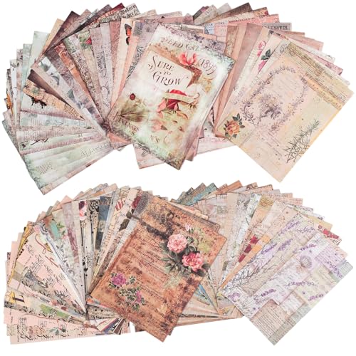 Mocrop Geprägtes Strukturiertes Papier Bullet Journal Zubehör Vintage Scrapbook Zubehör Bullet Junk Journal Zubehör Vintage Bastelpapier Dekorpapier Collage für Bullet Junk Tagebuch (120) von Mocrop