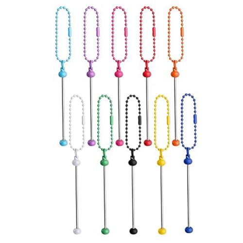 Mocturnity 10 x Taschenanhänger, runde Kette, Bastelzubehör, handgefertigt, mit Reißverschluss und Perlen, für den Schreibtisch. von Mocturnity