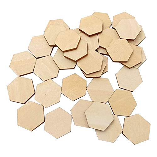 Mocturnity 100 Stück sechseckige Holzteile aus Buchenholz, für Bastelprojekte, Kunst, Handwerk, fertig zum Bemalen oder Dekorieren (25 mm) von Mocturnity