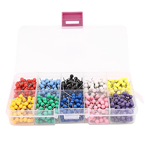 Mocturnity 1000 Stück 1/8 Zoll Kartenschieber mit runden Köpfen aus Kunststoff und Nadelspitzen aus Stahl, 10 Farben (jede Farbe 100 Stück) von Mocturnity
