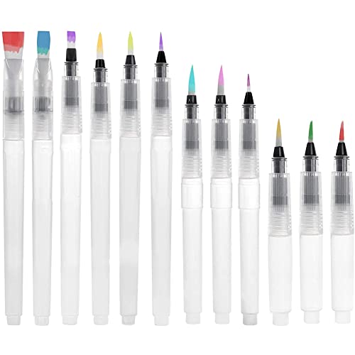 Mocturnity 12 Teiliges Aquarell Pinsel Stift Set, Aquarell Stifte, Wasser Farben Marker auf Wasser Basis, WasserlöSlicher Bunt Stift von Mocturnity