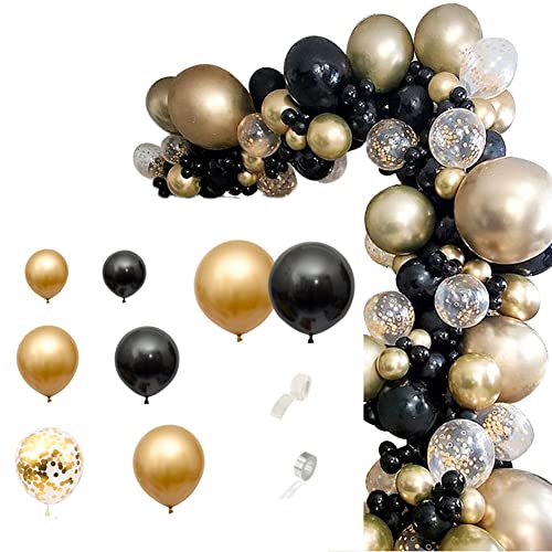 Mocturnity 121 StüCke Gold Schwarz Ballons Bogen Girlande Satz Gold Pailletten Ballons für Hochzeit Graduierung Geburtstag Weihnachts Feier Dekoration von Mocturnity