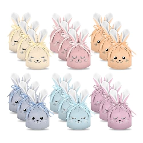 Mocturnity 18 Stück Osterhasen-Geschenke mit Kordelzug, aus Samt, Hasenohren, Geschenktüten für Hasenparty, 6 Farben Mocturnity 18 Stück Osterhasen-Geschenke mit Kordelzug, aus Samt, Hasenohren, Geschenktüten für Hasenparty, 6 Farben von Mocturnity