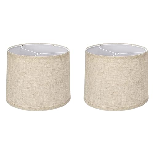 Mocturnity 2 x Lampenschirme aus natürlichem Stoff, hoher Ersatz für Tischlampe, Beige von Mocturnity