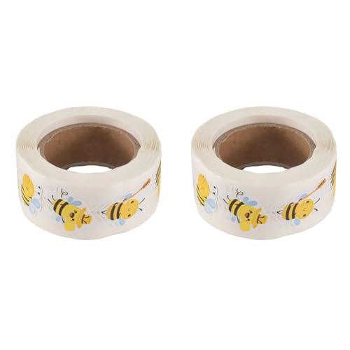 Mocturnity 2 x Rolle mit Bienen-Aufklebern: 500 niedliche Bienen-Aufkleber für Kindergärten, Bürobedarf und Bastelarbeiten von Mocturnity