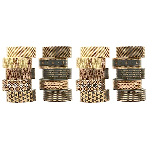 Mocturnity 20 Rollen Washi-Klebeband, Blattgold, Schwarz, Set aus Papier, Scrapbooking, Maskierung, Basteln, von Mocturnity