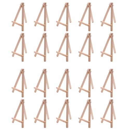 Mocturnity 20 Stück Mini Künstlerstaffelei aus Holz Tischständer Hochzeit mit drei Ecken Display Ständer – 15 x 8 cm von Mocturnity