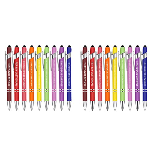 Mocturnity 20-Teilige Bürostifte, Lustige Stifte, Demotivierende, Sarkastische Kugelschreiber, Macaron Touch Stylus Stifte für Das Büro, Schwarz von Mocturnity