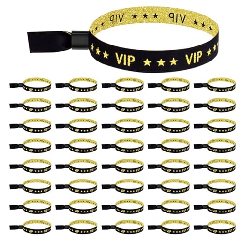 Mocturnity 200Er-Pack VIP-Stoff-Event-Armbänder, Einfarbige Stoff-Armbänder, Farbige Armbänder für Aktivitäten, Partys (Schwarz) von Mocturnity