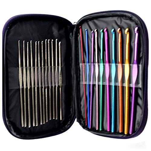 Mocturnity 22-teiliges Häkelset aus Aluminium für Strickarbeiten mit Box von Mocturnity