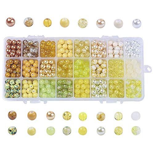 Mocturnity 24 Farben, runde Perlen, handgefärbt, für die Herstellung von gelbem Schmuck von Mocturnity