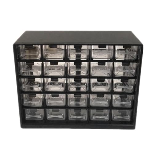 Mocturnity 25-teiliges Set mit Schublade, transparent, abnehmbarer Aufbewahrungsschrank, schwarze Teile, Box, Material, Sortierbox, einfach zu verwenden von Mocturnity