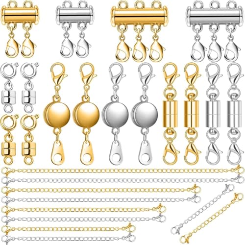 Mocturnity 26 Halskettenverlängerungen und Magnetverschluss für Schmuck, Verschlüsse und Verlängerungskette für Armbänder, um das Tragen von Schmuck zu erleichtern. von Mocturnity