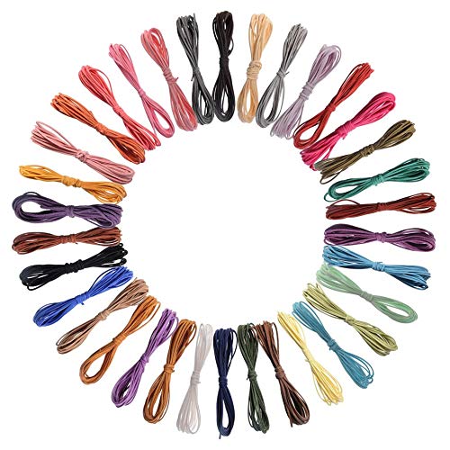 Mocturnity 34 Farben Wildlederschnur, Perlenschnur aus Samt, für Schmuckherstellung, Bastel-Armband, DIY von Mocturnity