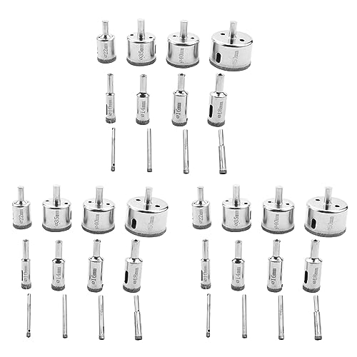 Mocturnity 36 Stück Diamantbohrer Glasbohrer Set Bits, Kernbohrer, Abzieher Lochsägen für Glas, Keramik, Porzellan, Keramikfliesen von Mocturnity