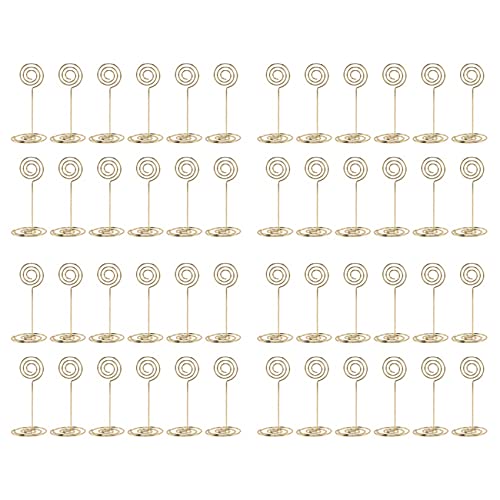 Mocturnity 48 Paket Tischnummer Kartenhalter Fotohalter Staender Platz Papier Menue Clips, Kreisform (Golden) von Mocturnity